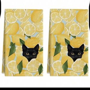 Lemon Cat Tea Towels 2 Pack